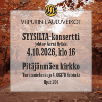 Syysilta-konsertti Pitäjänmäen kirkko 2026 720x720